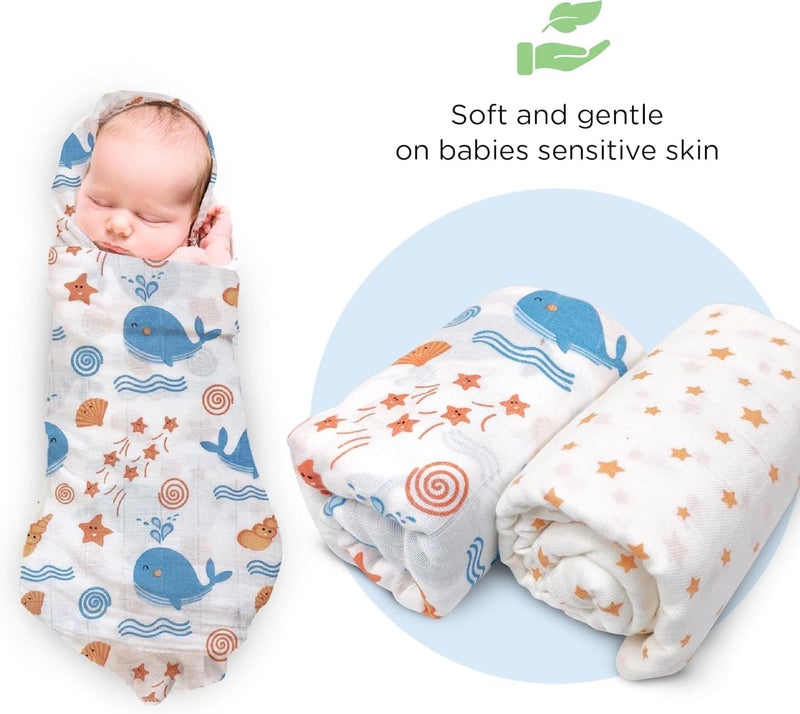 Nuluv Whale Swaddle Wrap - Pack of 2 - Image 2